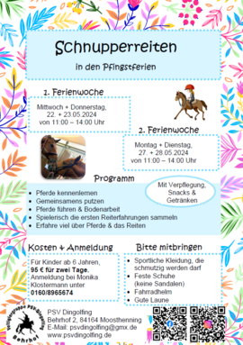 Banner Schnupperreitkurs - 22. + 23.05.2024