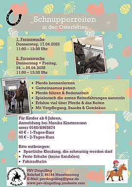 Banner Schnupperreiten Osterferien - 24./25.04.25